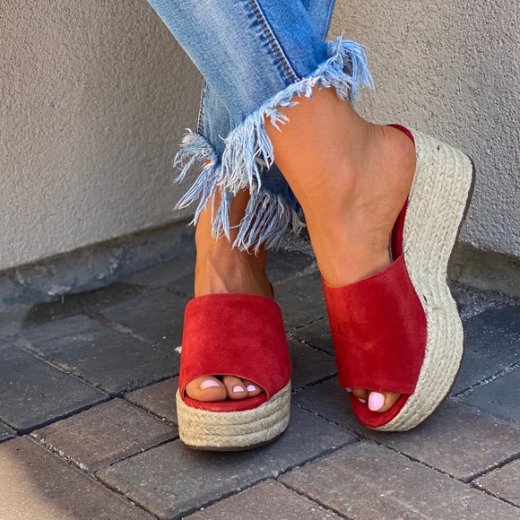 Genuine Leather Espadrille Wedge Flat Platform - Picture 11 of 13